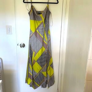 Satin assymetry design slip dress from express